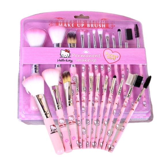 New, Twelve-Piece Hello Kitty Professional Makeup Brush Set - Picture 1 of 7